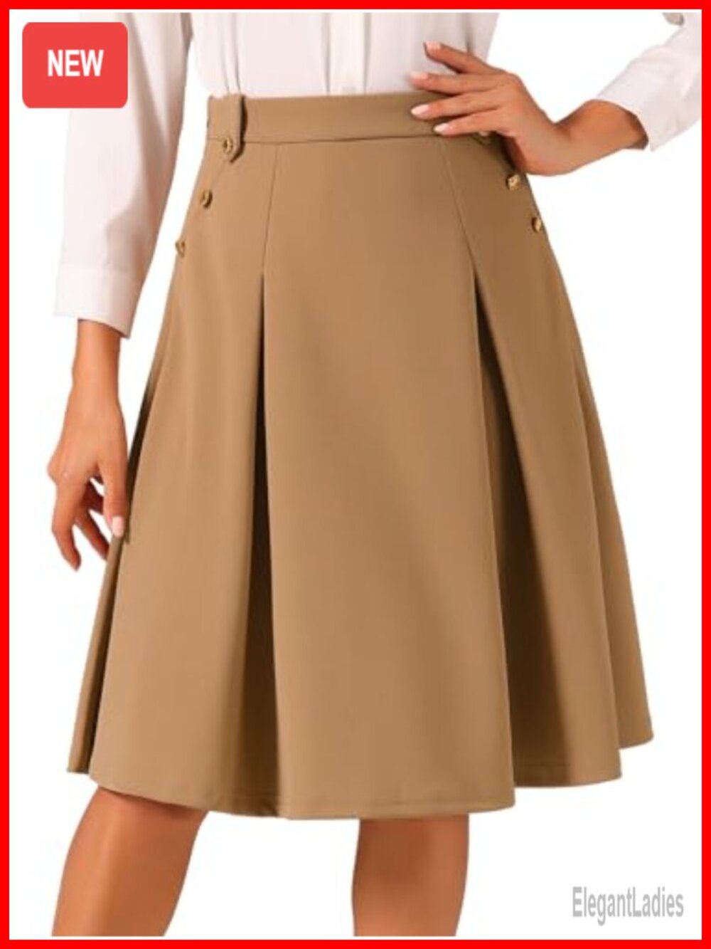 Vintage High Waist A-Line Pleated Midi Business Skirt
